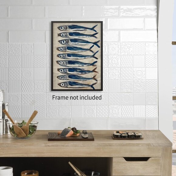 Sardines Print Sardine Tin Vintage Poster Retro Sardine Wall Art Fish Print - Picture 2 of 7